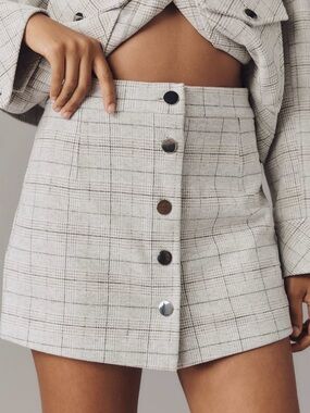 Maeve Cozy Grey Plaid Skort Size 12
